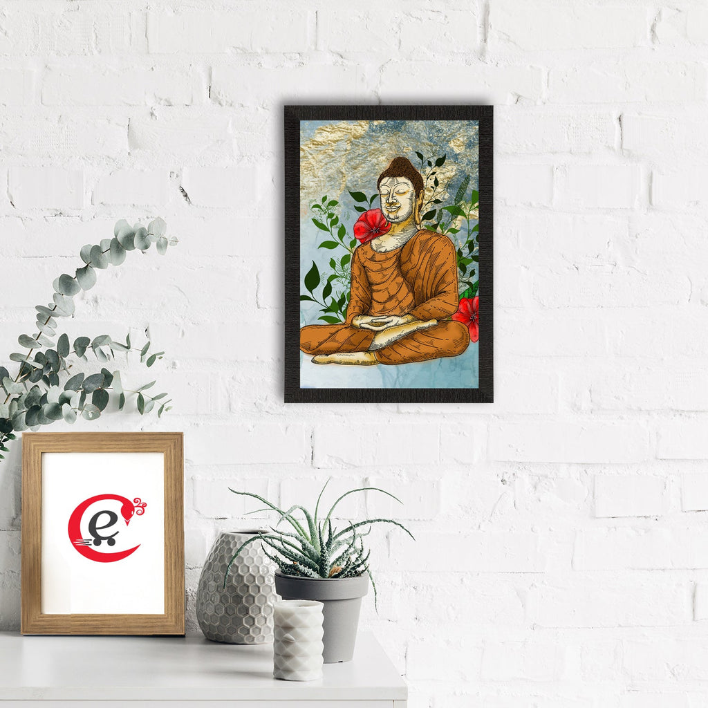 Meditating Lord Buddha Satin Matt Texture UV Art Painting Kafalo