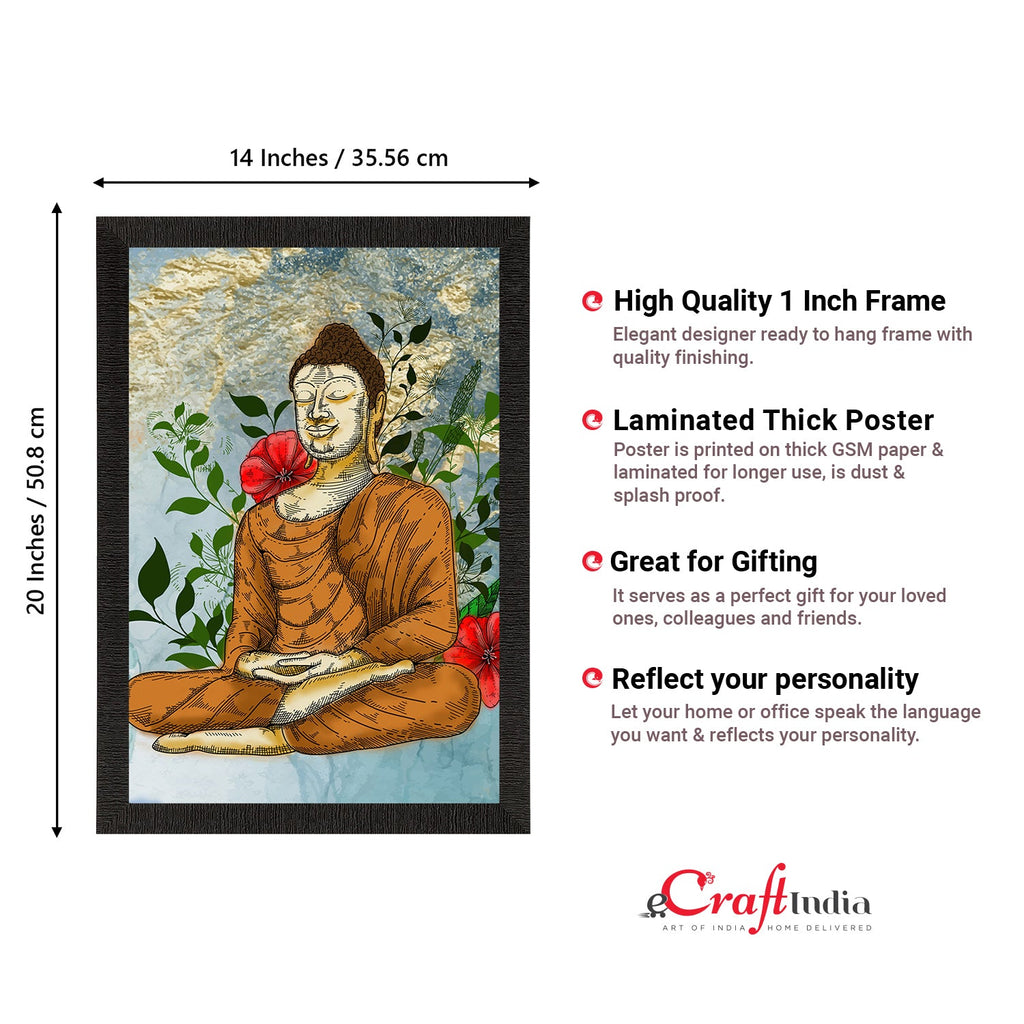 Meditating Lord Buddha Satin Matt Texture UV Art Painting Kafalo