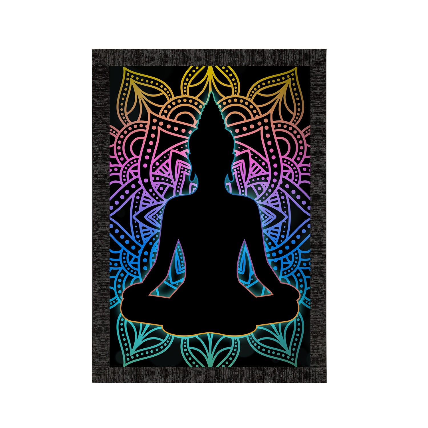 Meditating Lord Buddha Satin Matt Texture UV Art Painting Kafalo