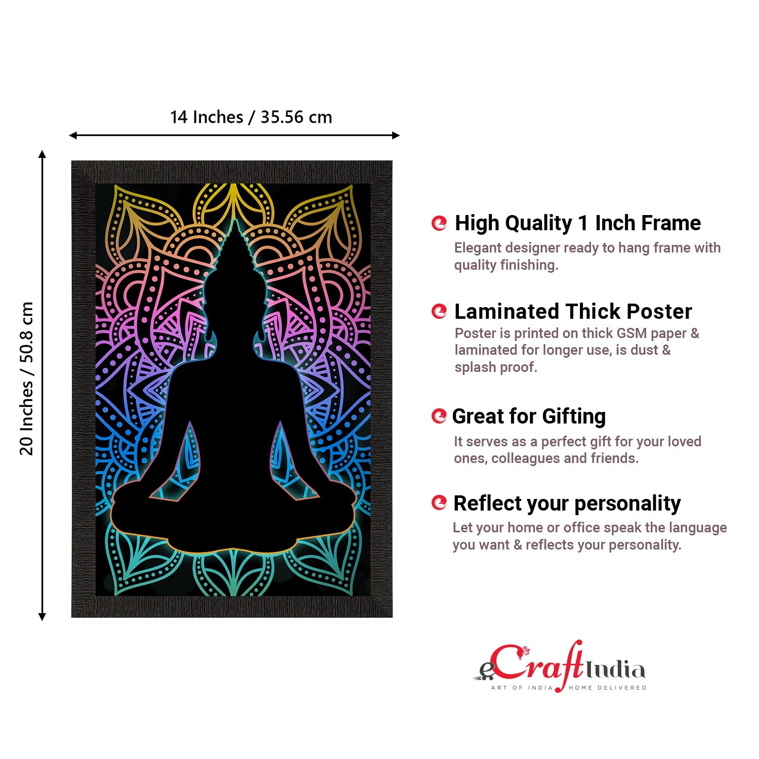 Meditating Lord Buddha Satin Matt Texture UV Art Painting Kafalo
