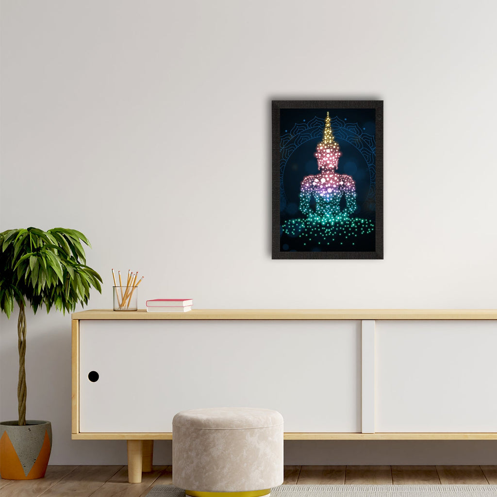 Meditating Lord Buddha Satin Matt Texture UV Art Painting Kafalo