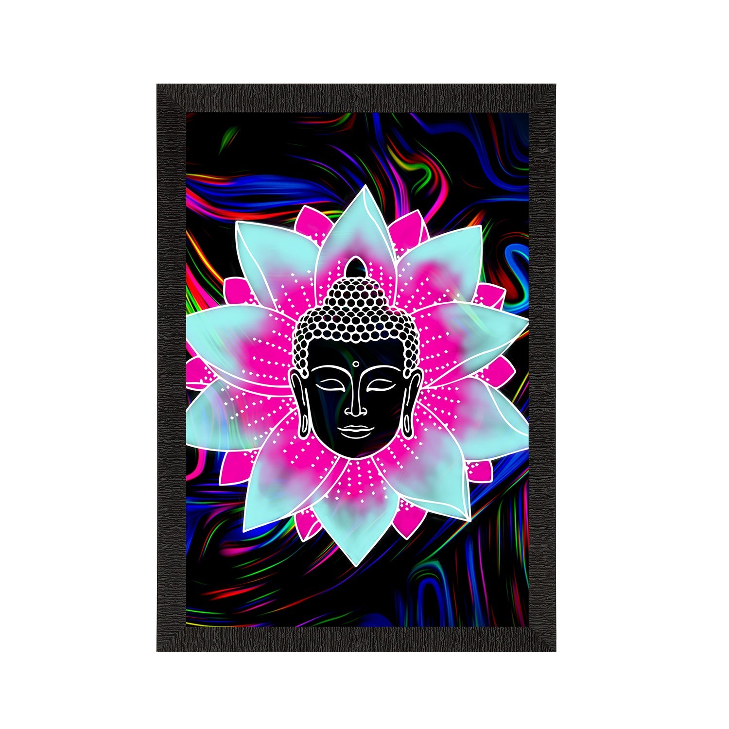 Meditating Lord Buddha Satin Matt Texture UV Art Painting Kafalo