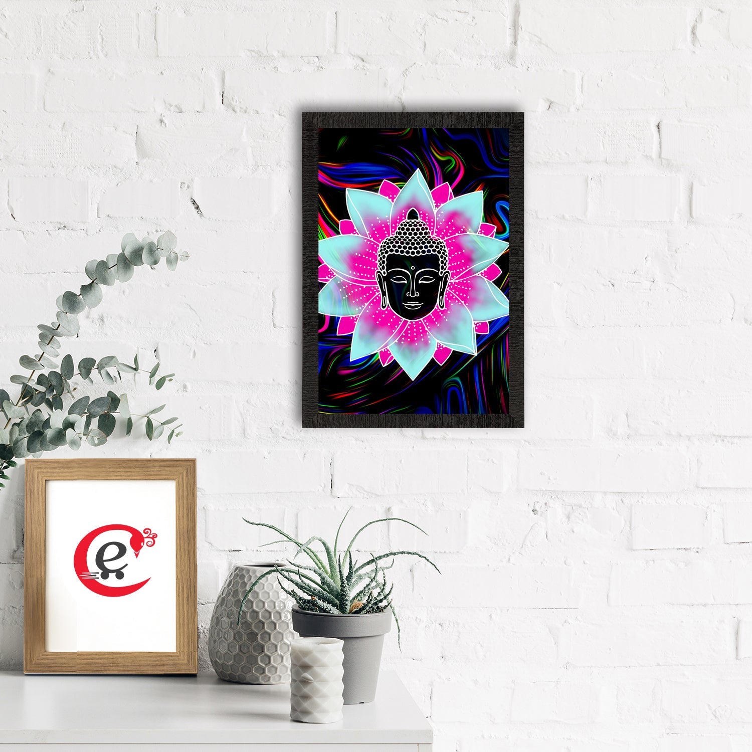 Meditating Lord Buddha Satin Matt Texture UV Art Painting Kafalo