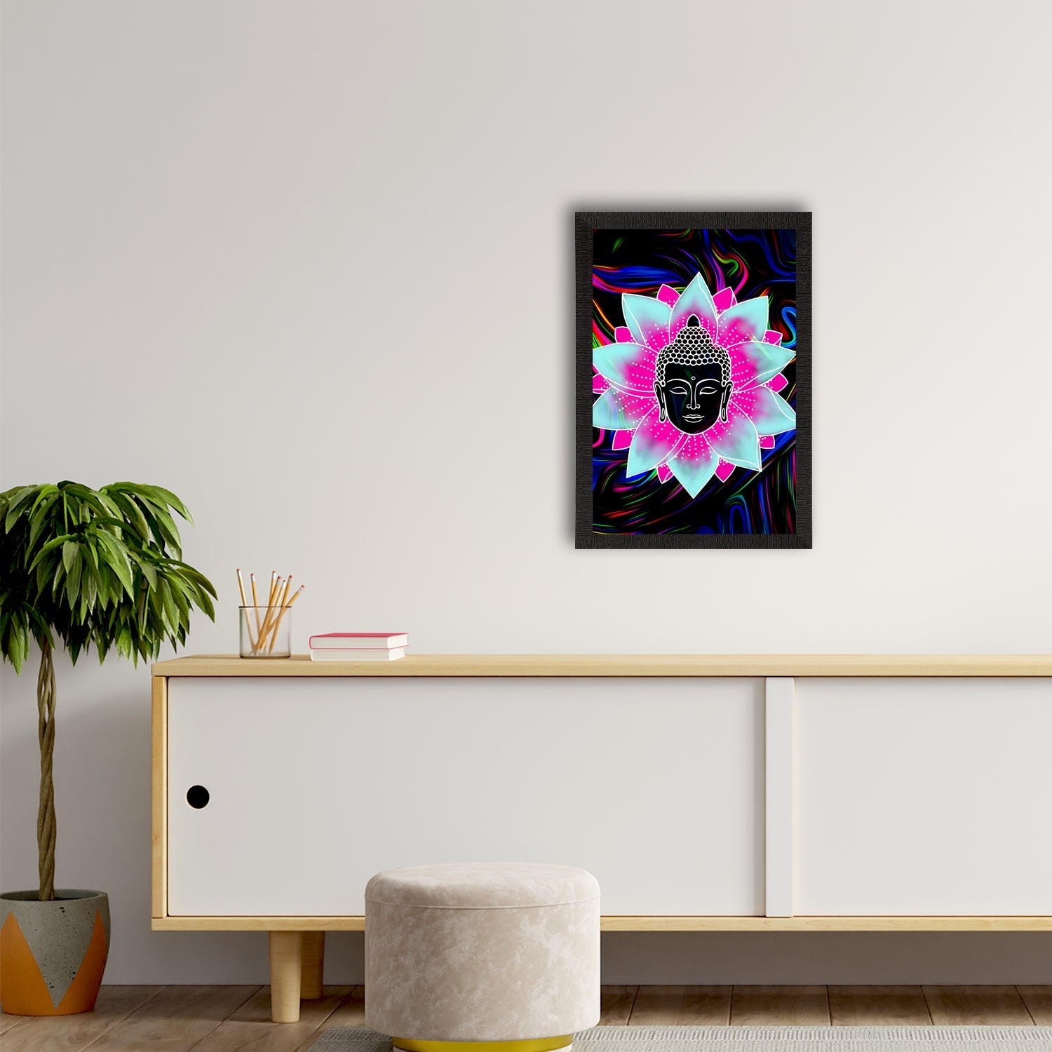 Meditating Lord Buddha Satin Matt Texture UV Art Painting Kafalo