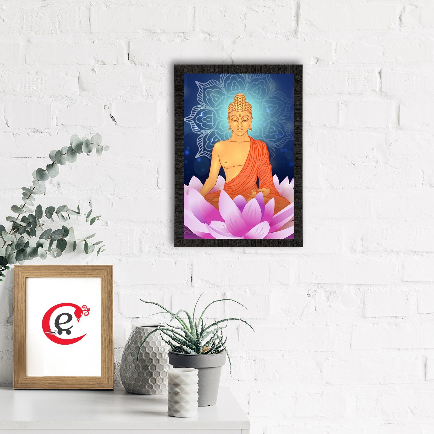 Meditating Lord Buddha Satin Matt Texture UV Art Painting Kafalo