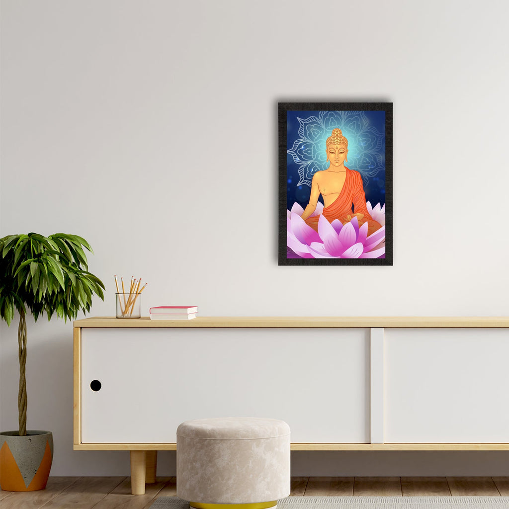 Meditating Lord Buddha Satin Matt Texture UV Art Painting Kafalo
