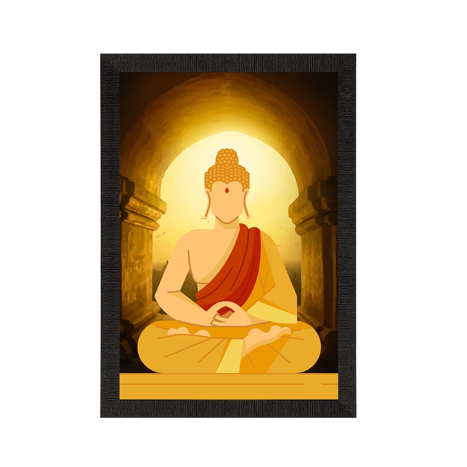 Meditating Lord Buddha Satin Matt Texture UV Art Painting Kafalo