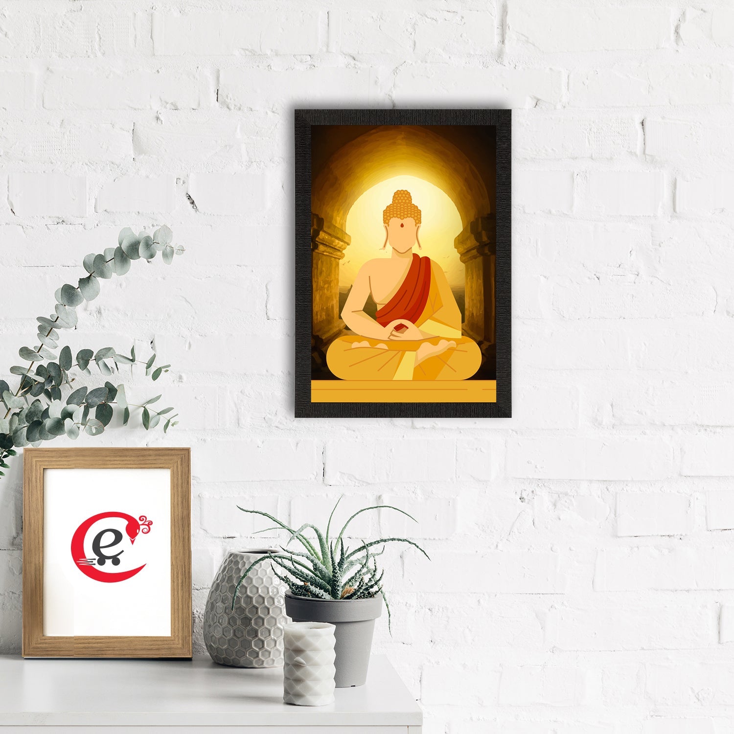 Meditating Lord Buddha Satin Matt Texture UV Art Painting Kafalo