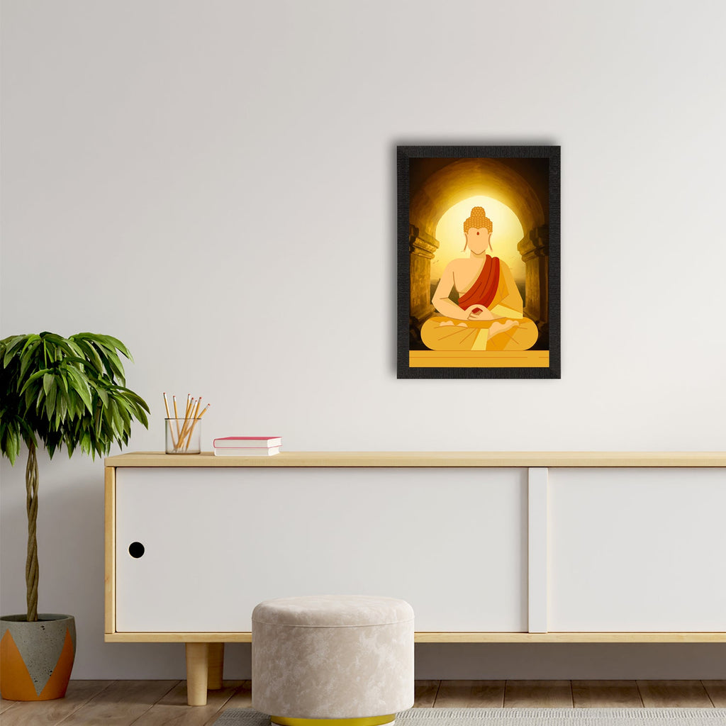 Meditating Lord Buddha Satin Matt Texture UV Art Painting Kafalo