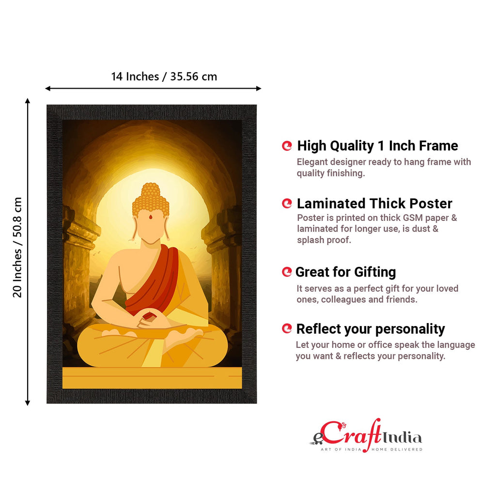 Meditating Lord Buddha Satin Matt Texture UV Art Painting Kafalo