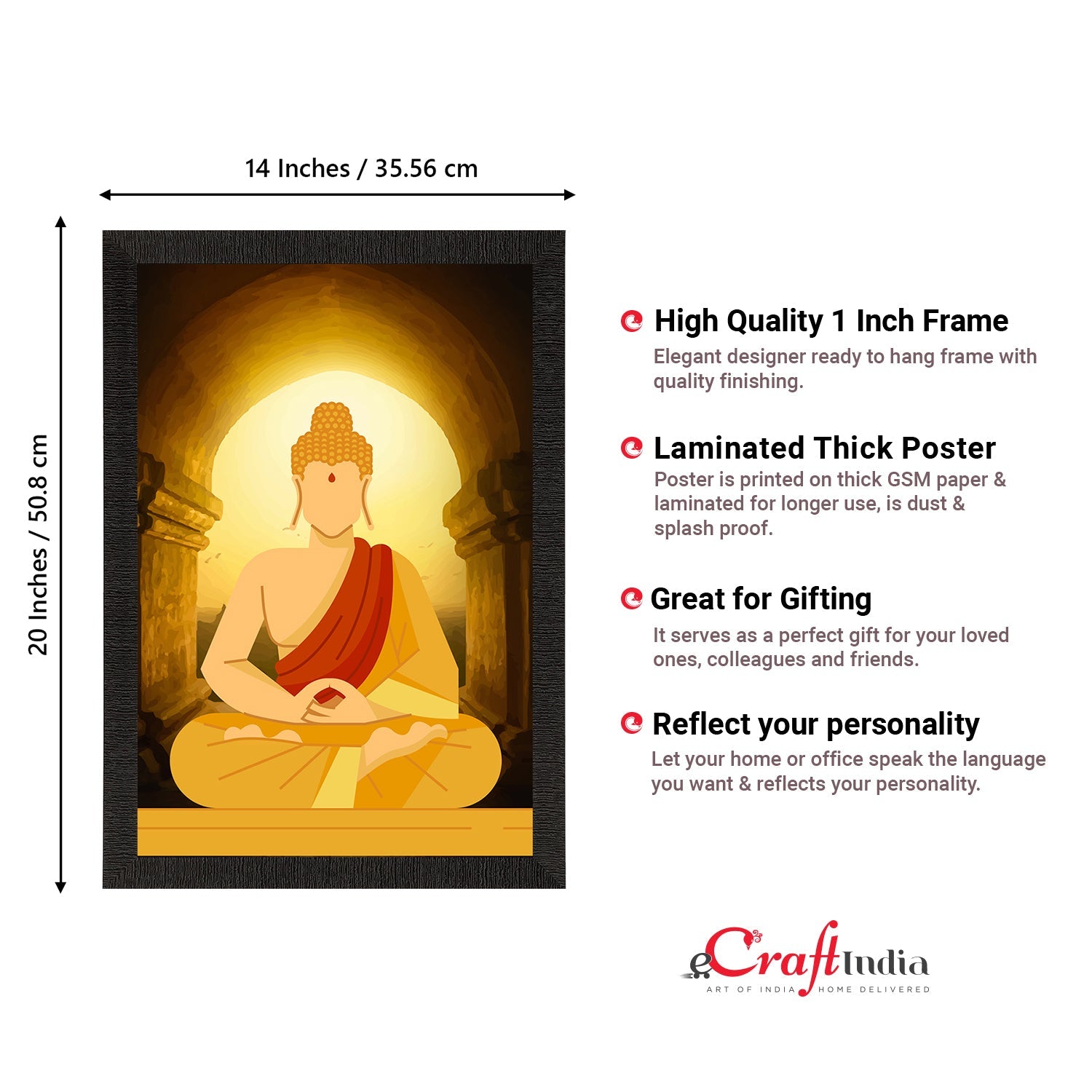 Meditating Lord Buddha Satin Matt Texture UV Art Painting Kafalo