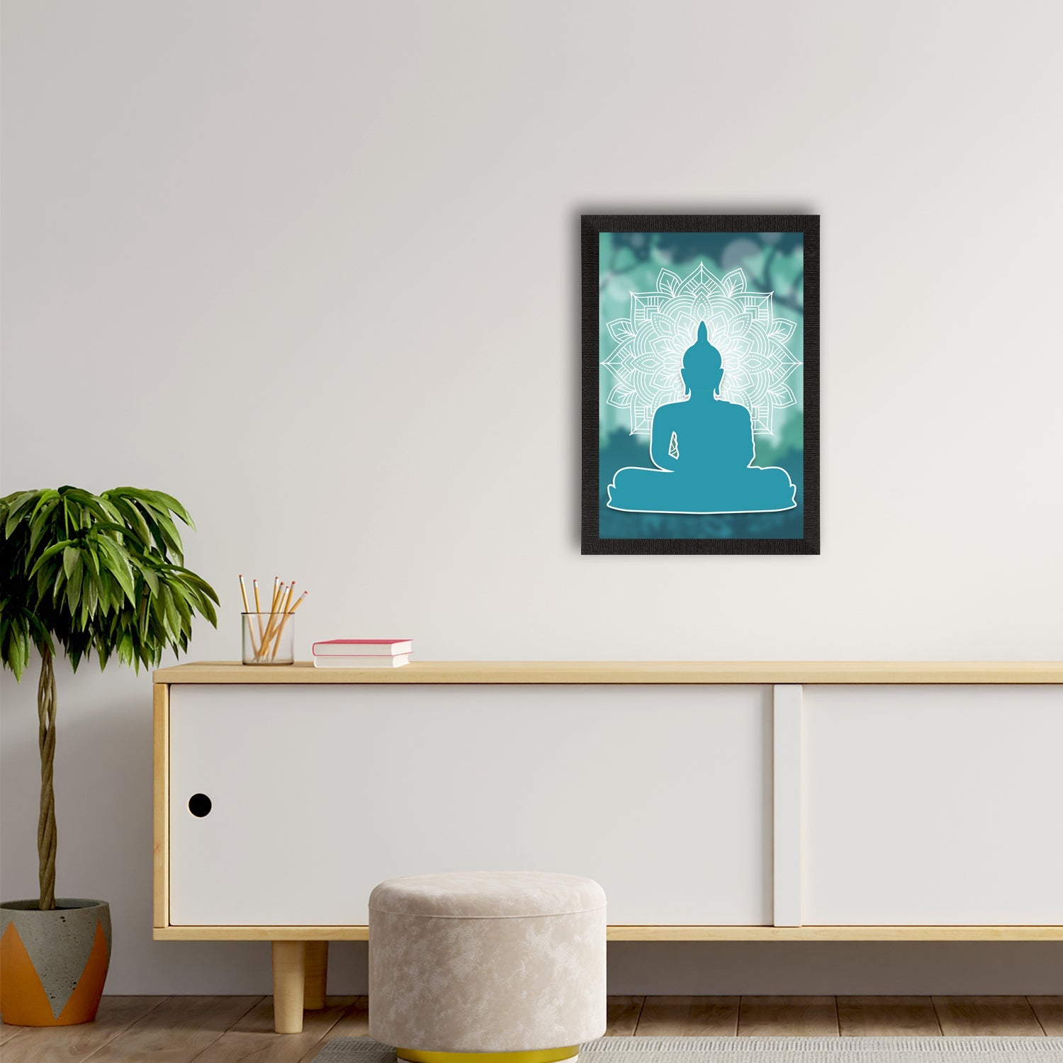 Meditating Lord Buddha Satin Matt Texture UV Art Painting Kafalo