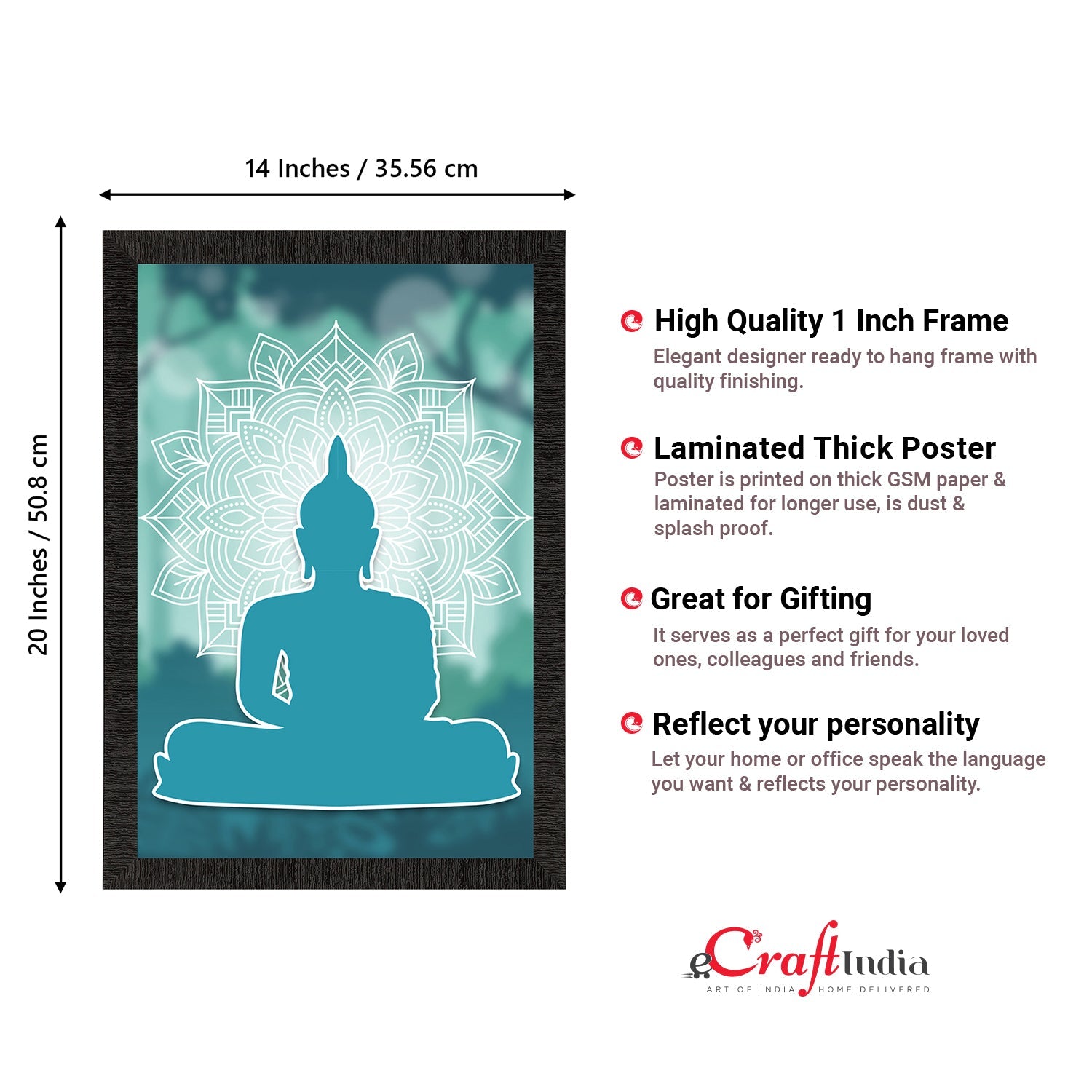 Meditating Lord Buddha Satin Matt Texture UV Art Painting Kafalo