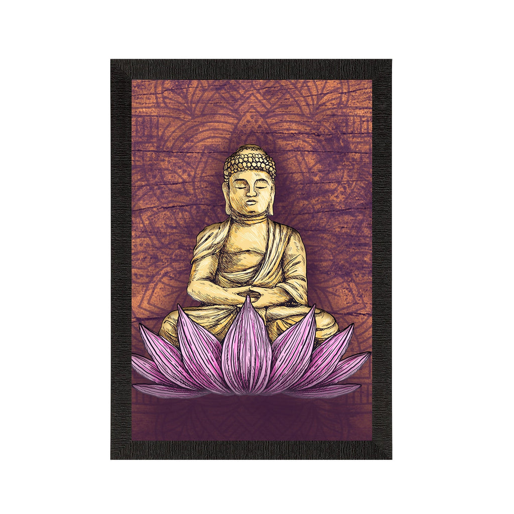 Meditating Lord Buddha Satin Matt Texture UV Art Painting Kafalo