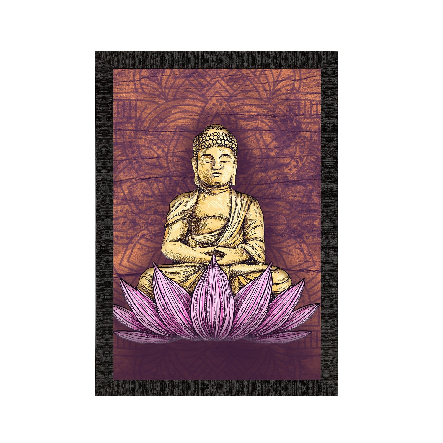 Meditating Lord Buddha Satin Matt Texture UV Art Painting Kafalo