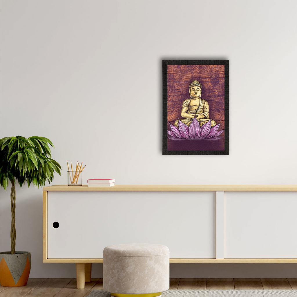 Meditating Lord Buddha Satin Matt Texture UV Art Painting Kafalo