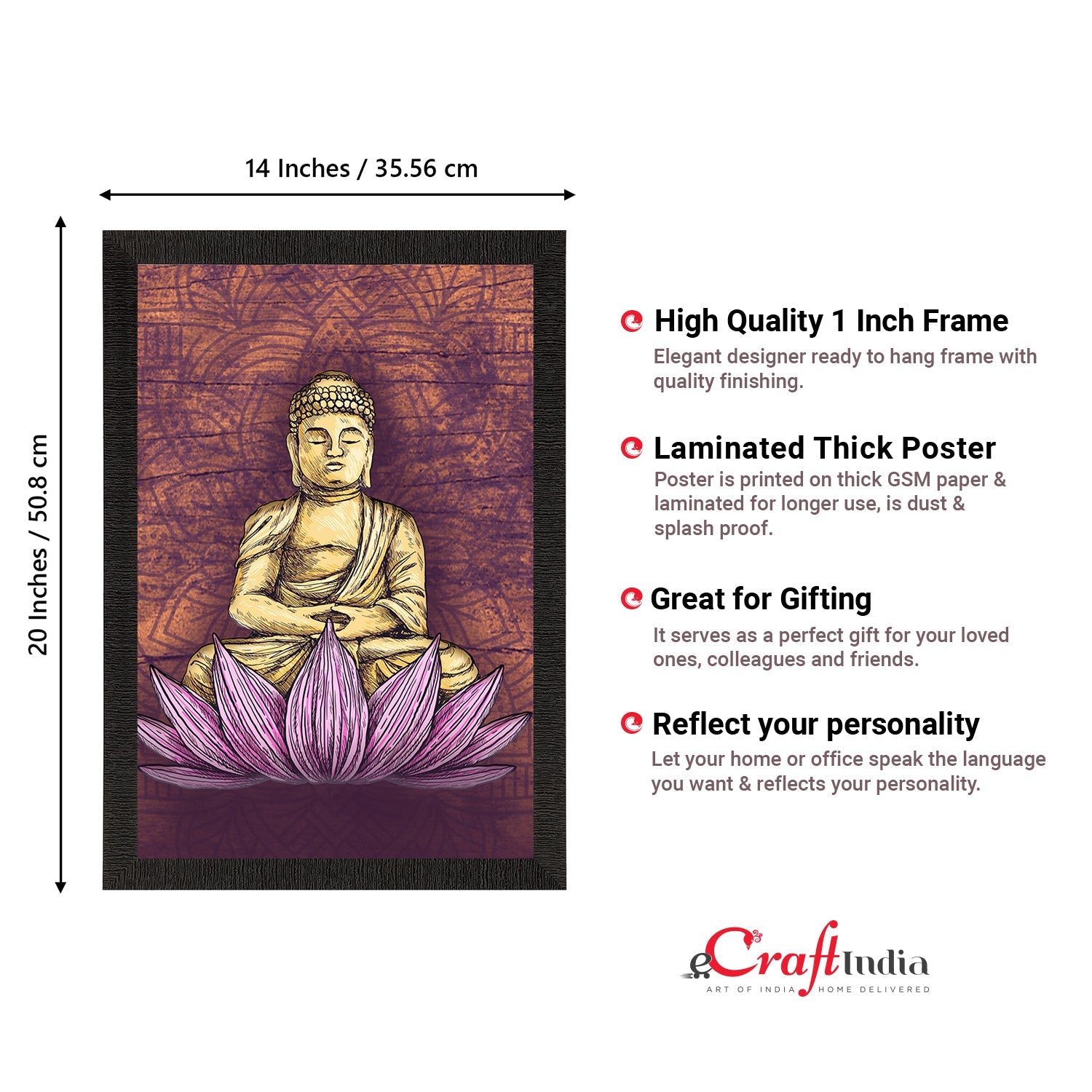 Meditating Lord Buddha Satin Matt Texture UV Art Painting Kafalo