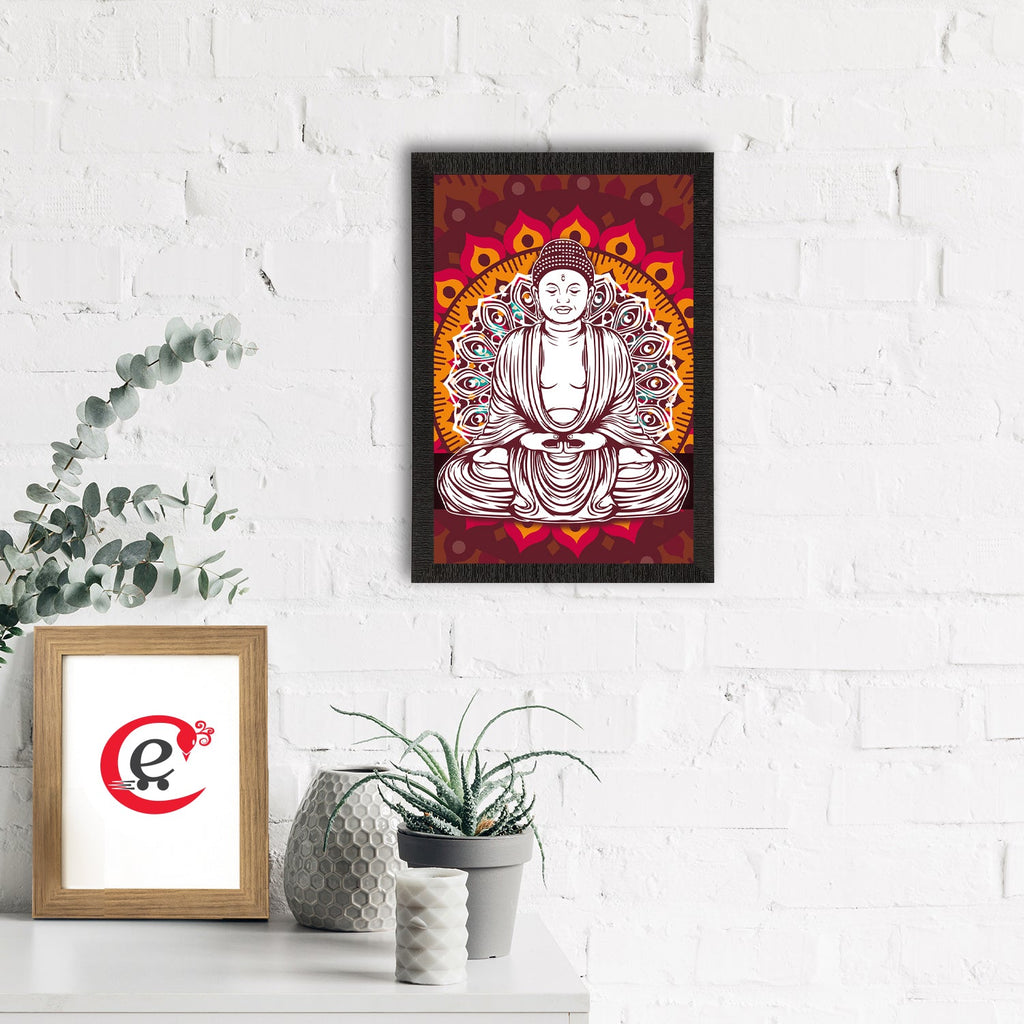 Meditating Lord Buddha Satin Matt Texture UV Art Painting Kafalo