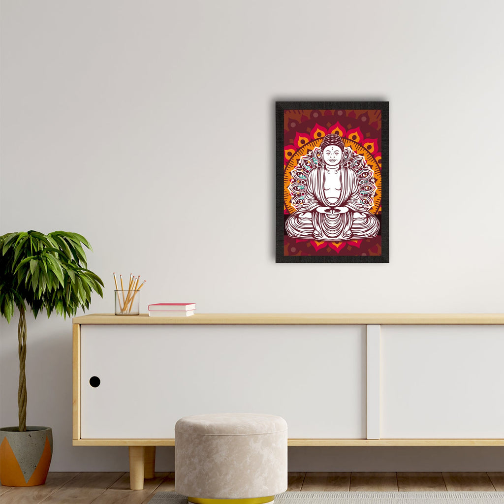 Meditating Lord Buddha Satin Matt Texture UV Art Painting Kafalo