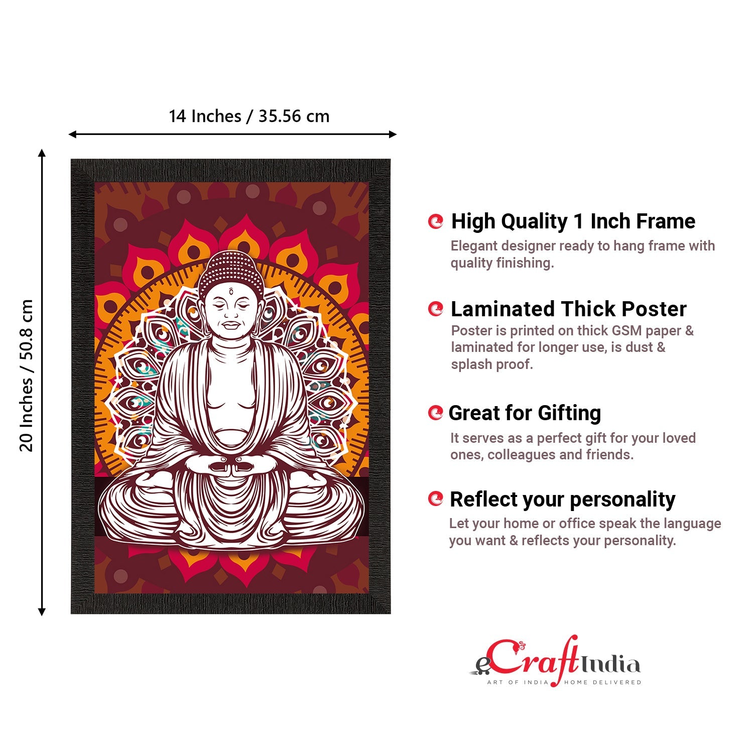 Meditating Lord Buddha Satin Matt Texture UV Art Painting Kafalo