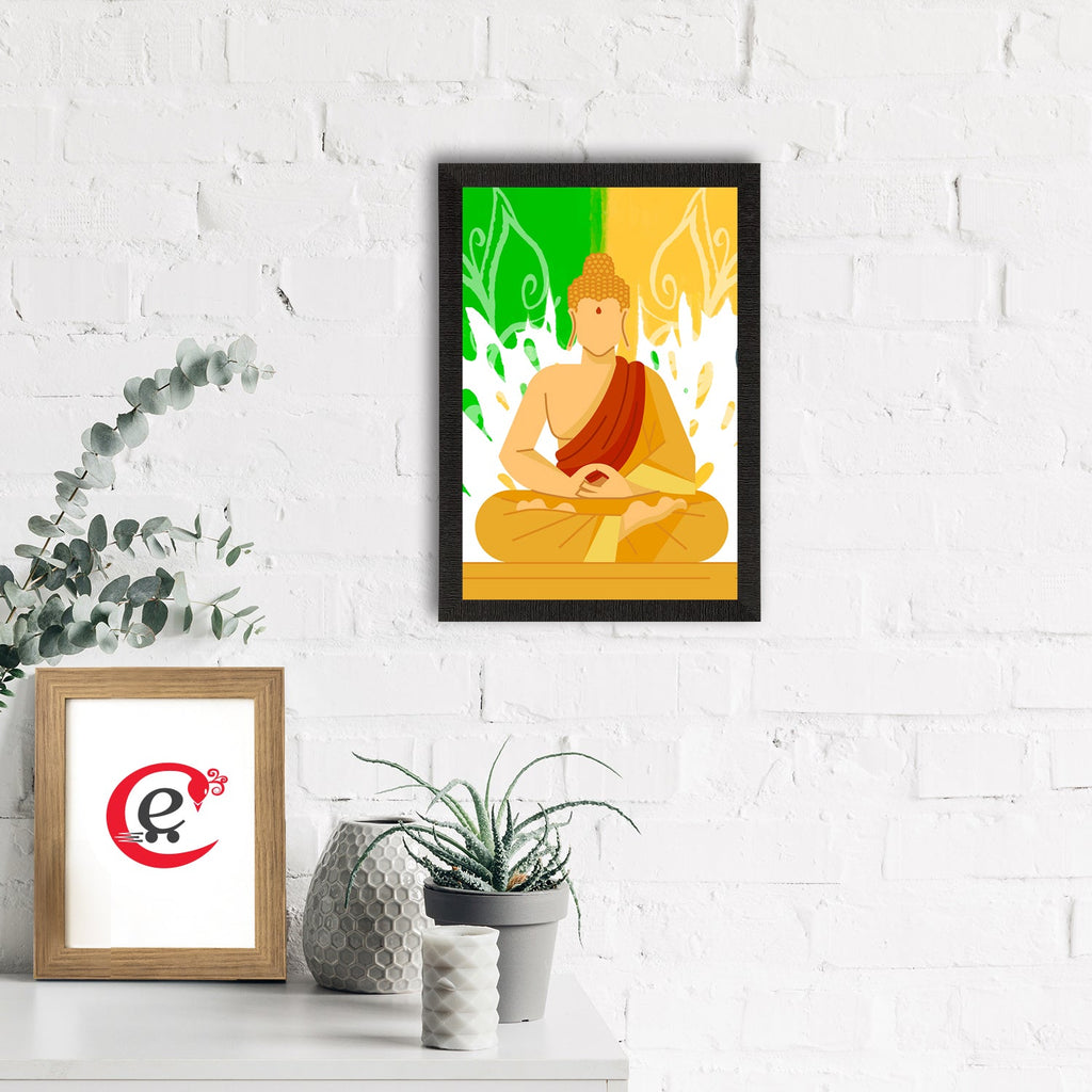 Meditating Lord Buddha Satin Matt Texture UV Art Painting Kafalo