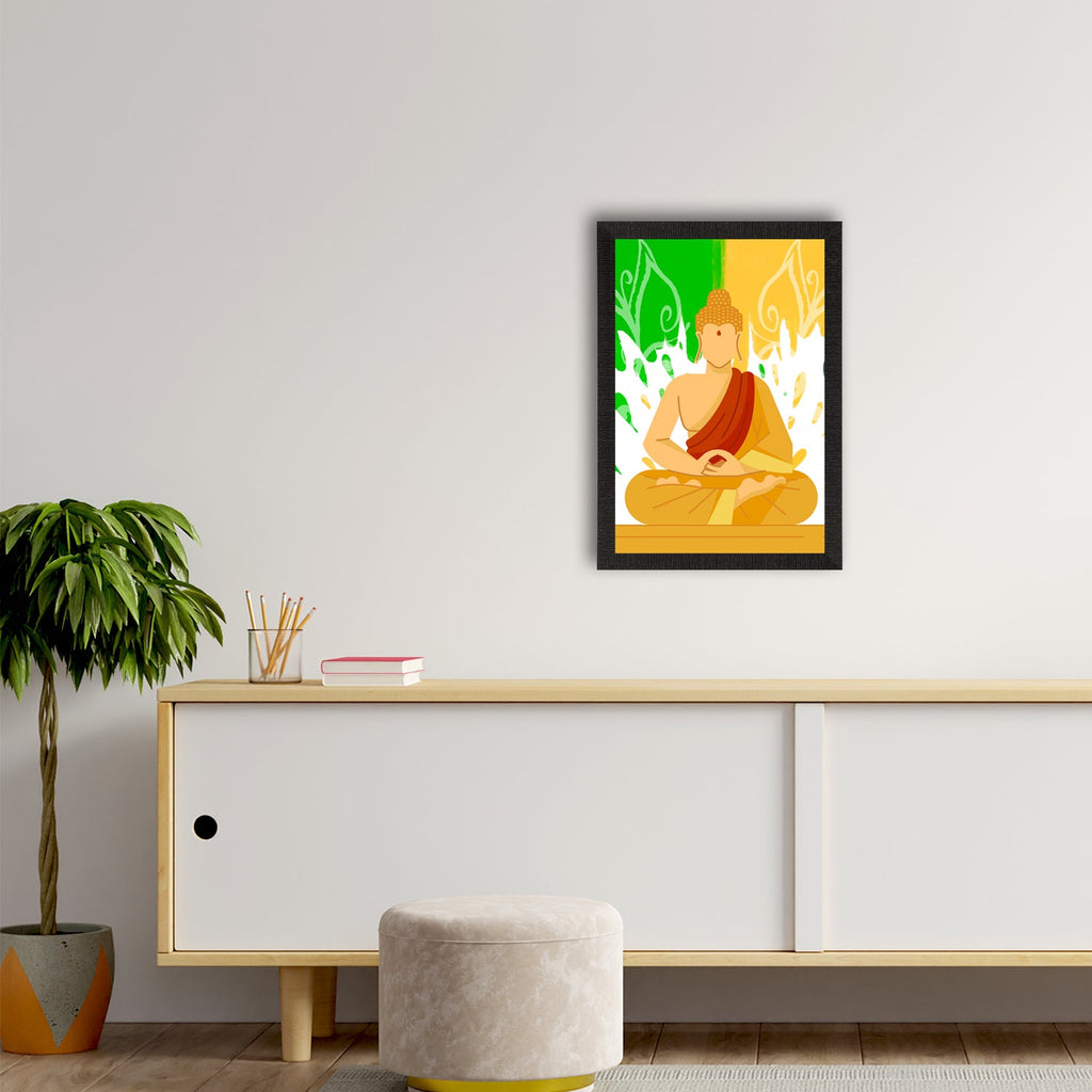Meditating Lord Buddha Satin Matt Texture UV Art Painting Kafalo