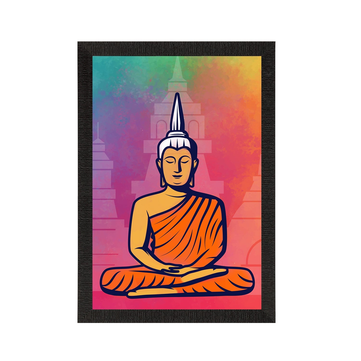 Meditating Lord Buddha Satin Matt Texture UV Art Painting Kafalo