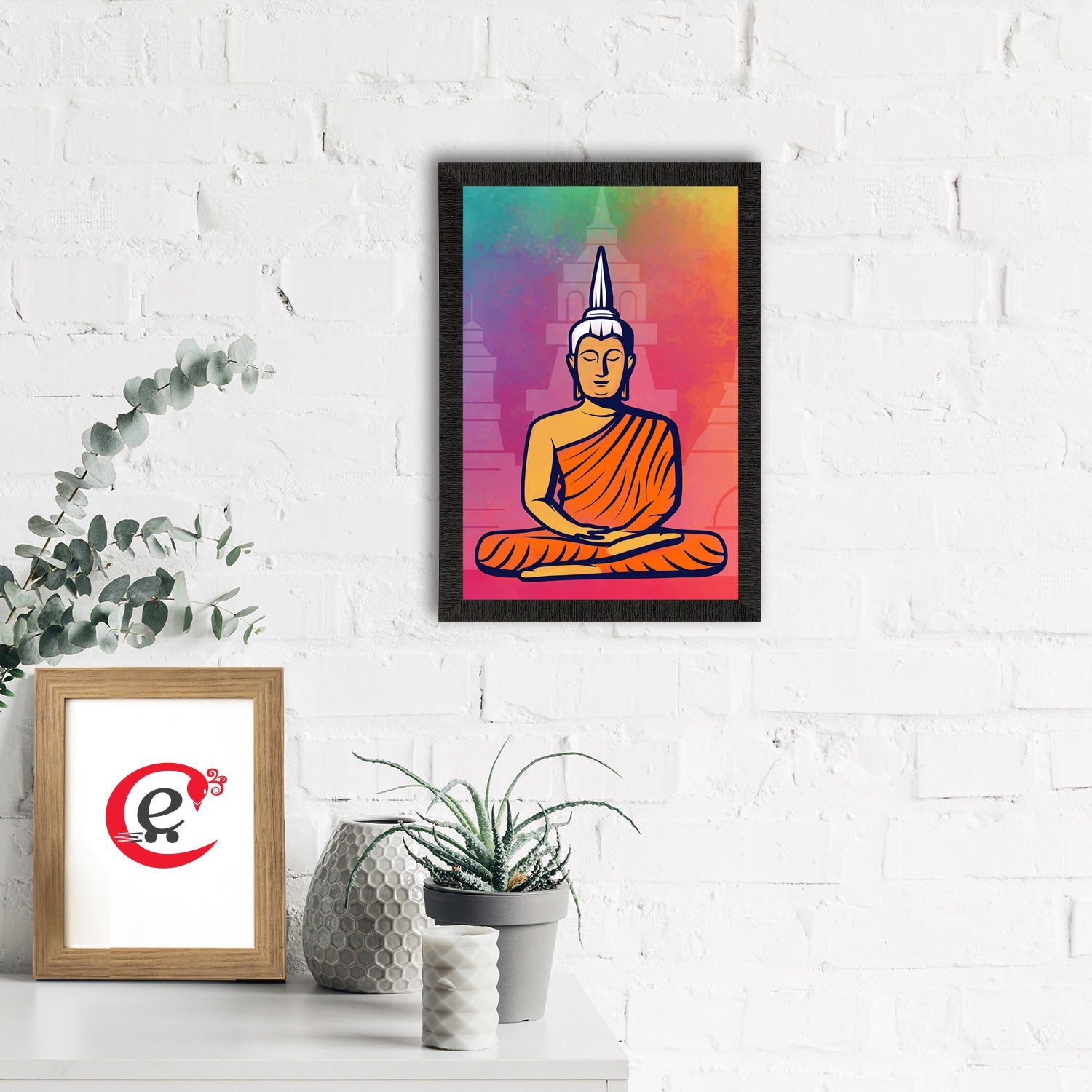 Meditating Lord Buddha Satin Matt Texture UV Art Painting Kafalo