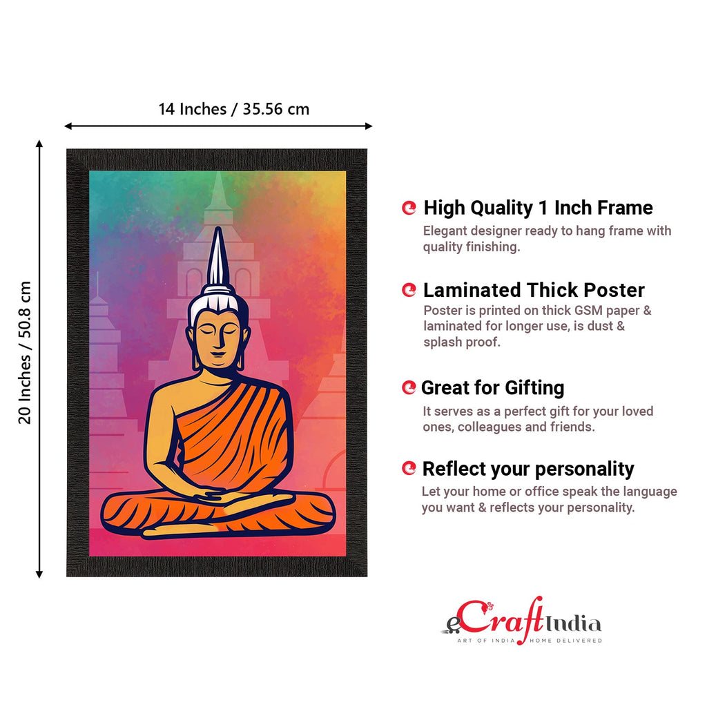 Meditating Lord Buddha Satin Matt Texture UV Art Painting Kafalo
