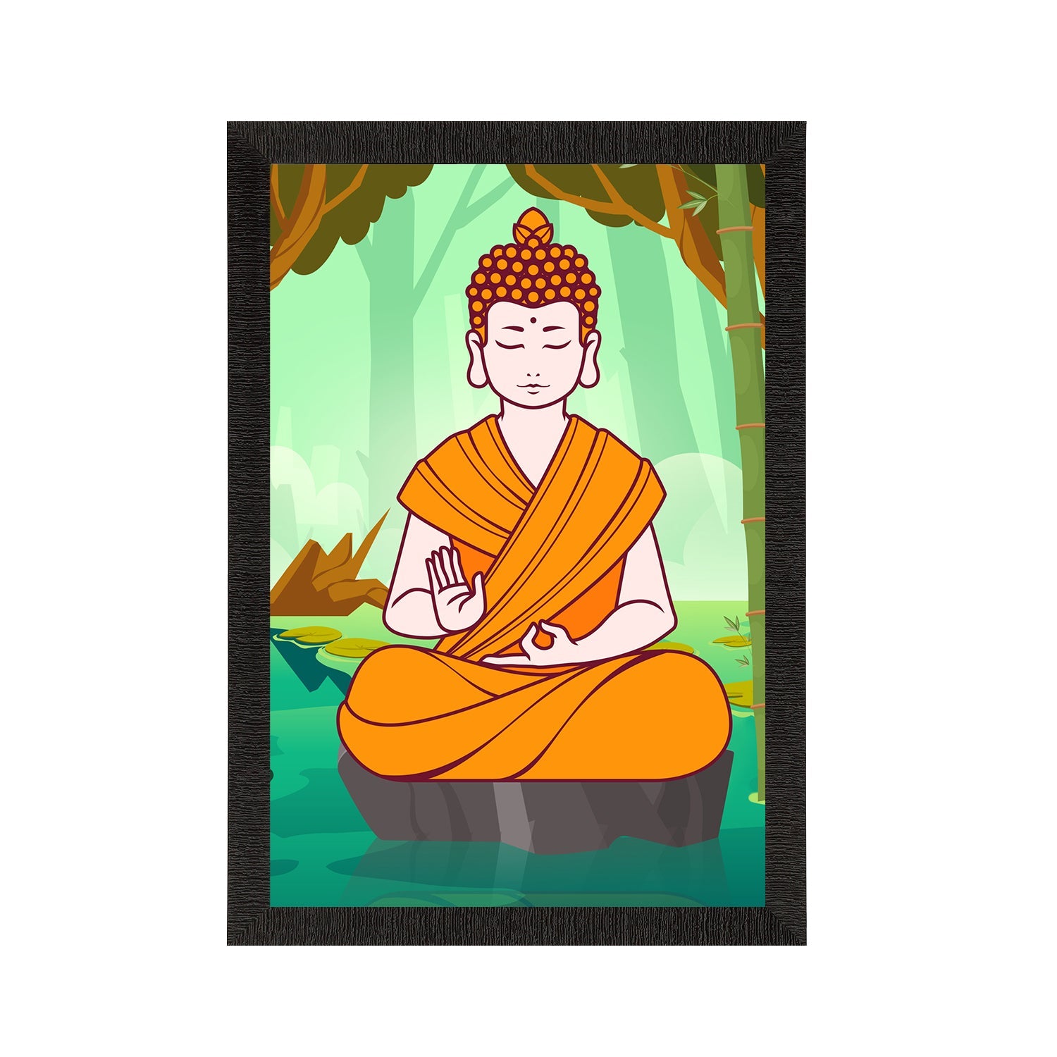 Meditating Lord Buddha Satin Matt Texture UV Art Painting Kafalo