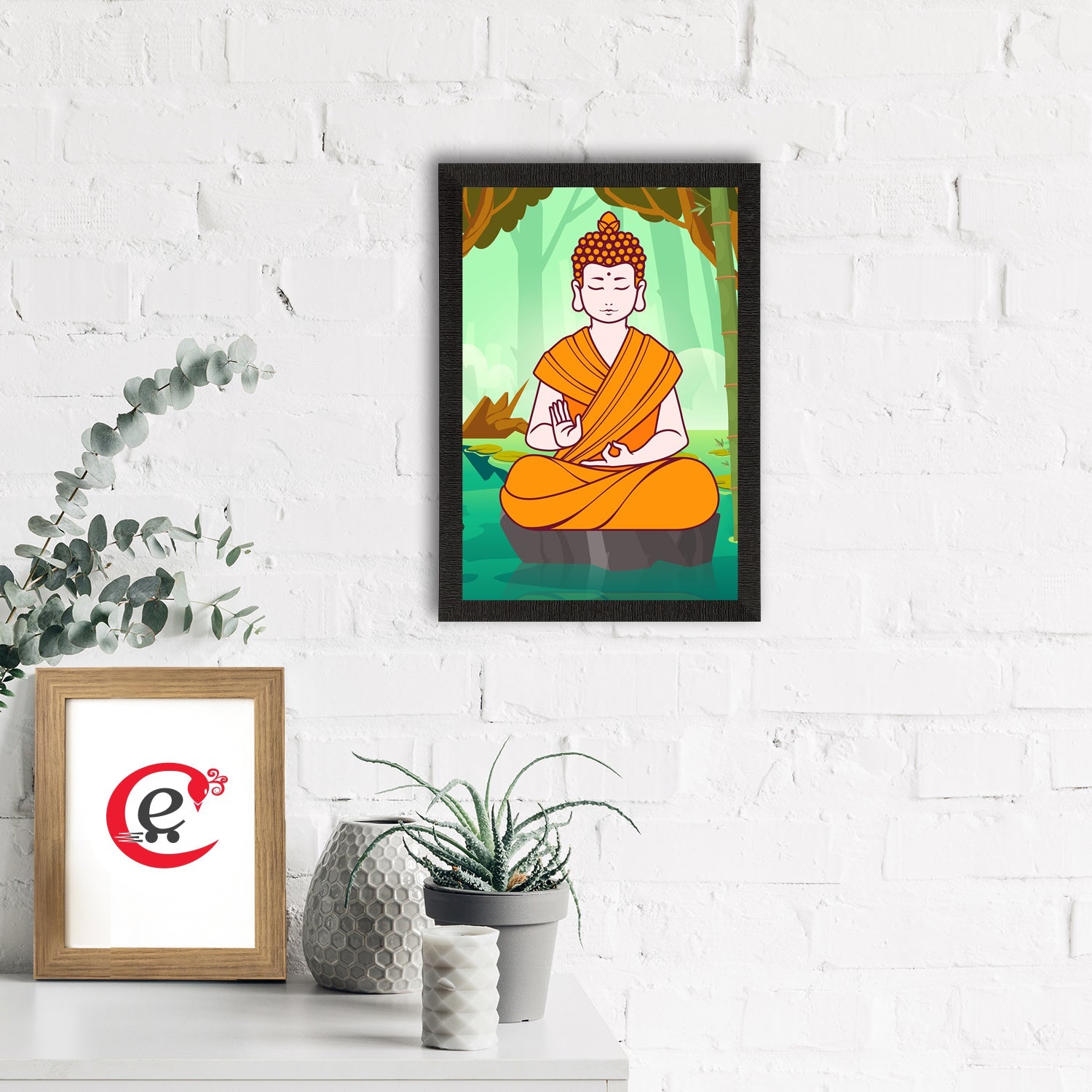 Meditating Lord Buddha Satin Matt Texture UV Art Painting Kafalo