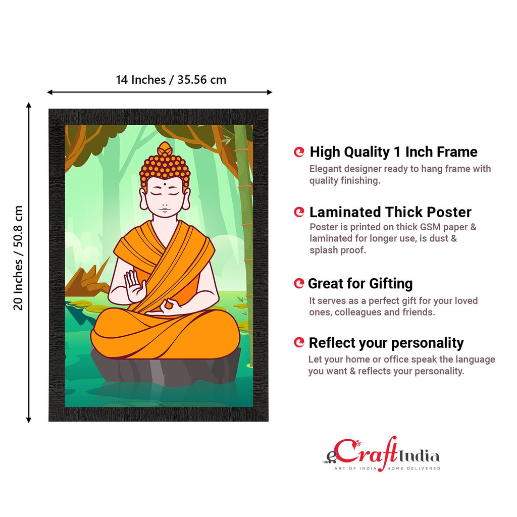 Meditating Lord Buddha Satin Matt Texture UV Art Painting Kafalo
