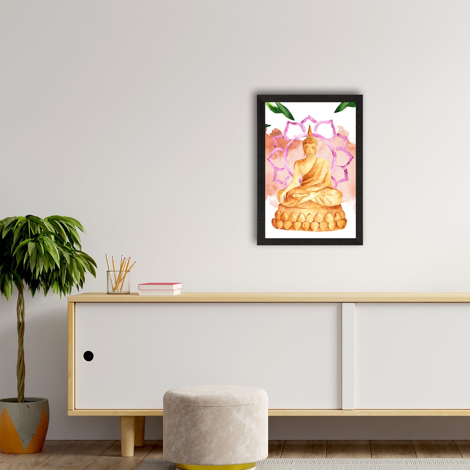 Meditating Lord Buddha Satin Matt Texture UV Art Painting Kafalo