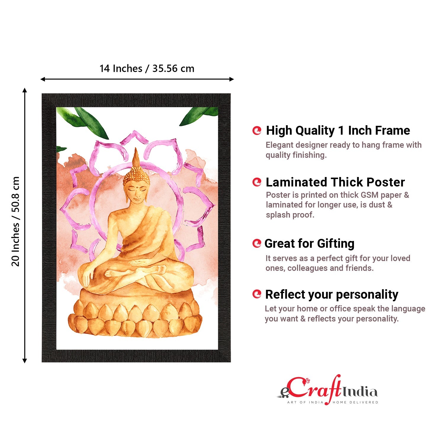 Meditating Lord Buddha Satin Matt Texture UV Art Painting Kafalo