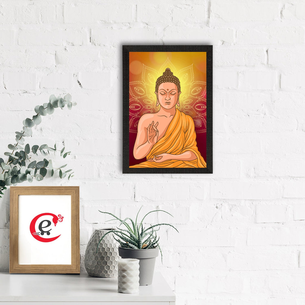 Meditating Lord Buddha Satin Matt Texture UV Art Painting Kafalo