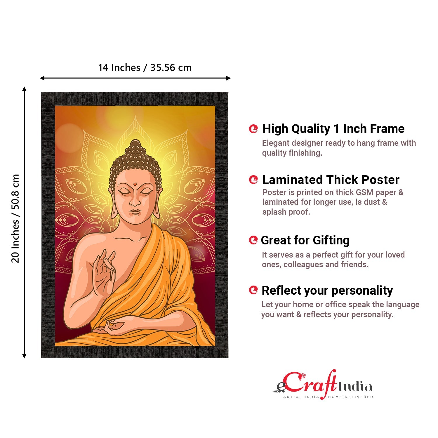Meditating Lord Buddha Satin Matt Texture UV Art Painting Kafalo