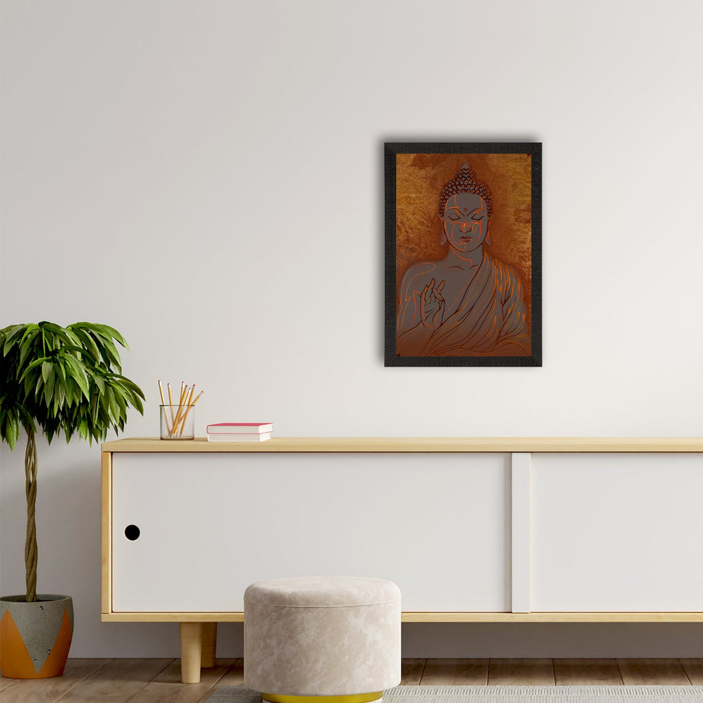 Meditating Lord Buddha Satin Matt Texture UV Art Painting Kafalo