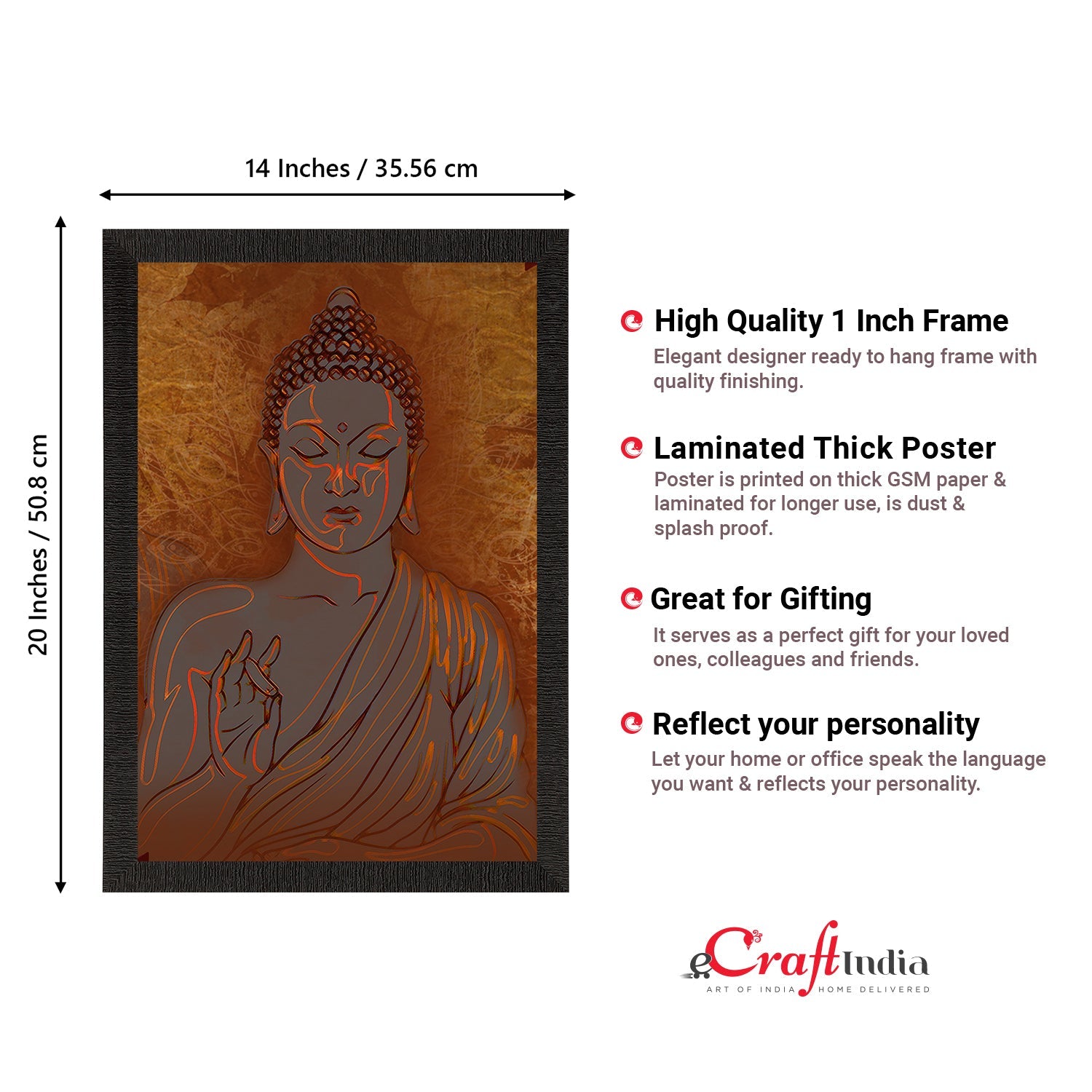 Meditating Lord Buddha Satin Matt Texture UV Art Painting Kafalo