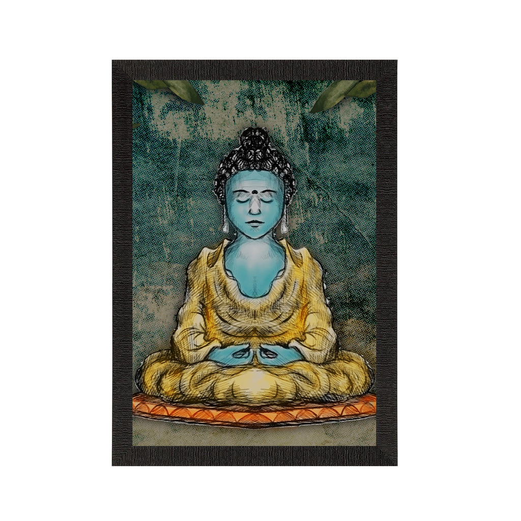 Meditating Lord Buddha Satin Matt Texture UV Art Painting Kafalo