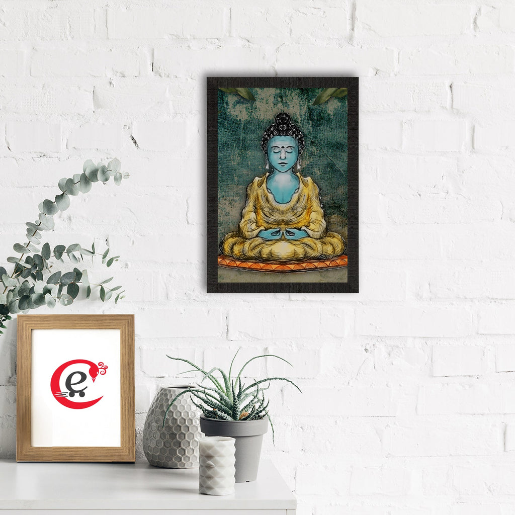 Meditating Lord Buddha Satin Matt Texture UV Art Painting Kafalo