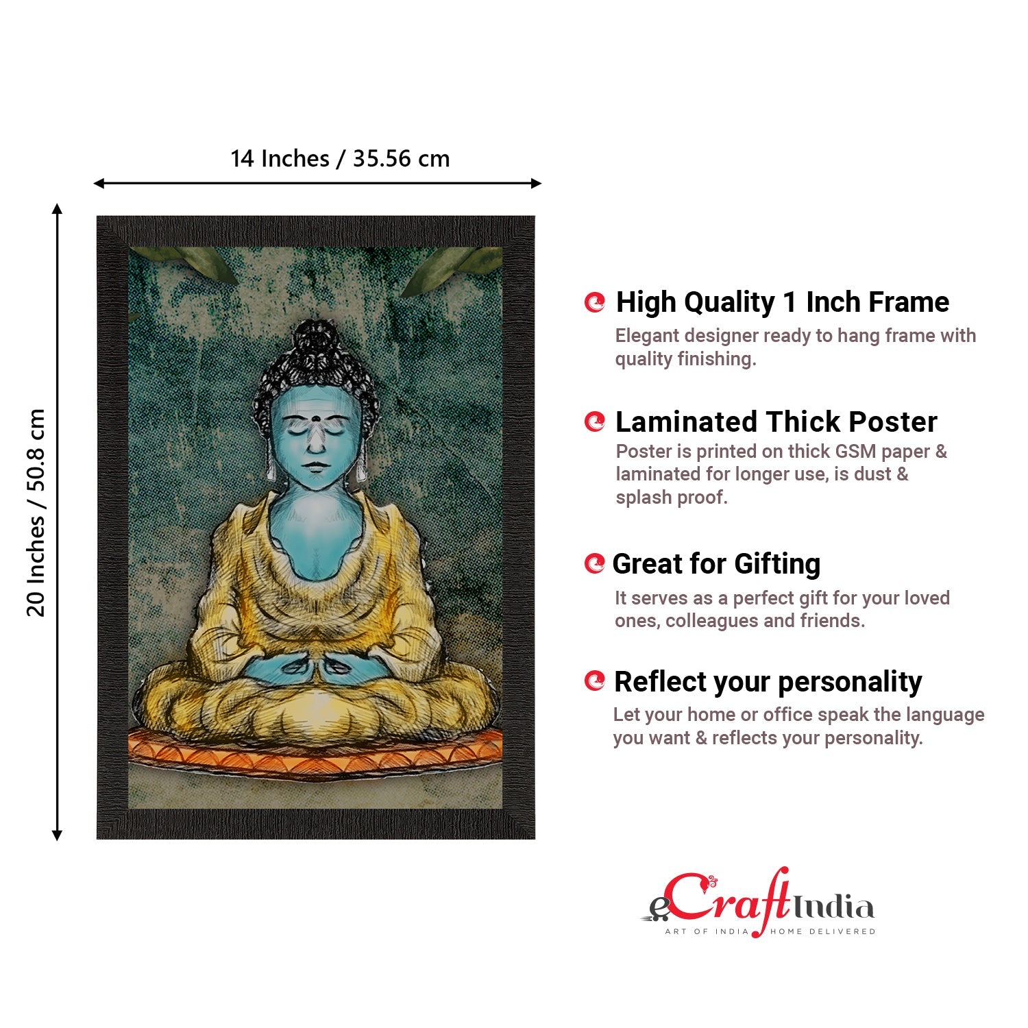 Meditating Lord Buddha Satin Matt Texture UV Art Painting Kafalo