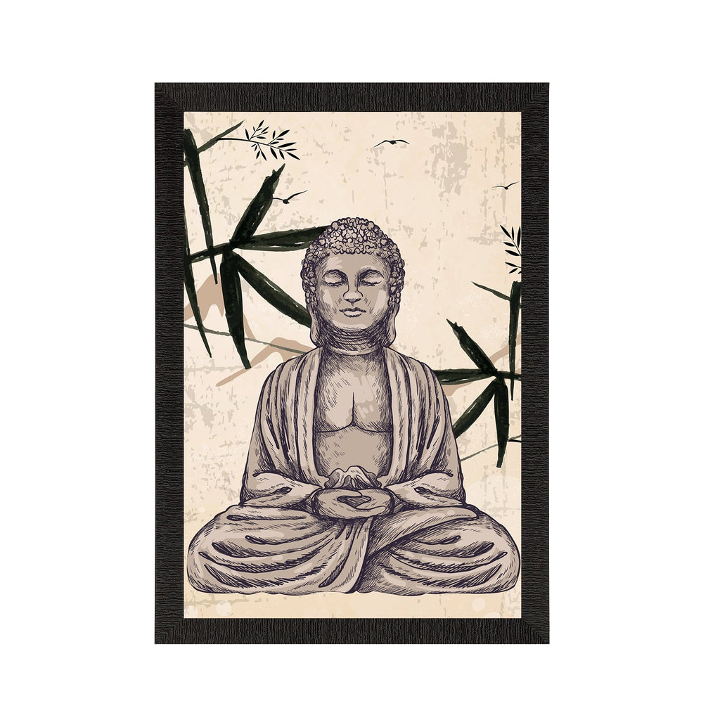 Meditating Lord Buddha Satin Matt Texture UV Art Painting Kafalo