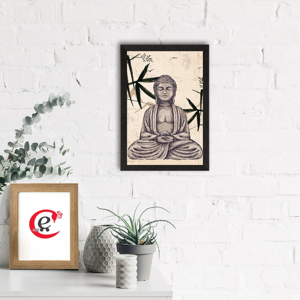 Meditating Lord Buddha Satin Matt Texture UV Art Painting Kafalo