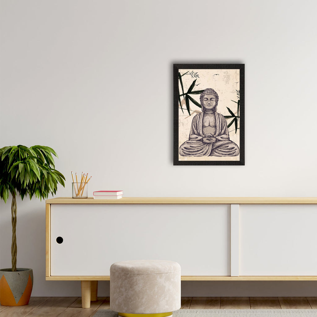 Meditating Lord Buddha Satin Matt Texture UV Art Painting Kafalo