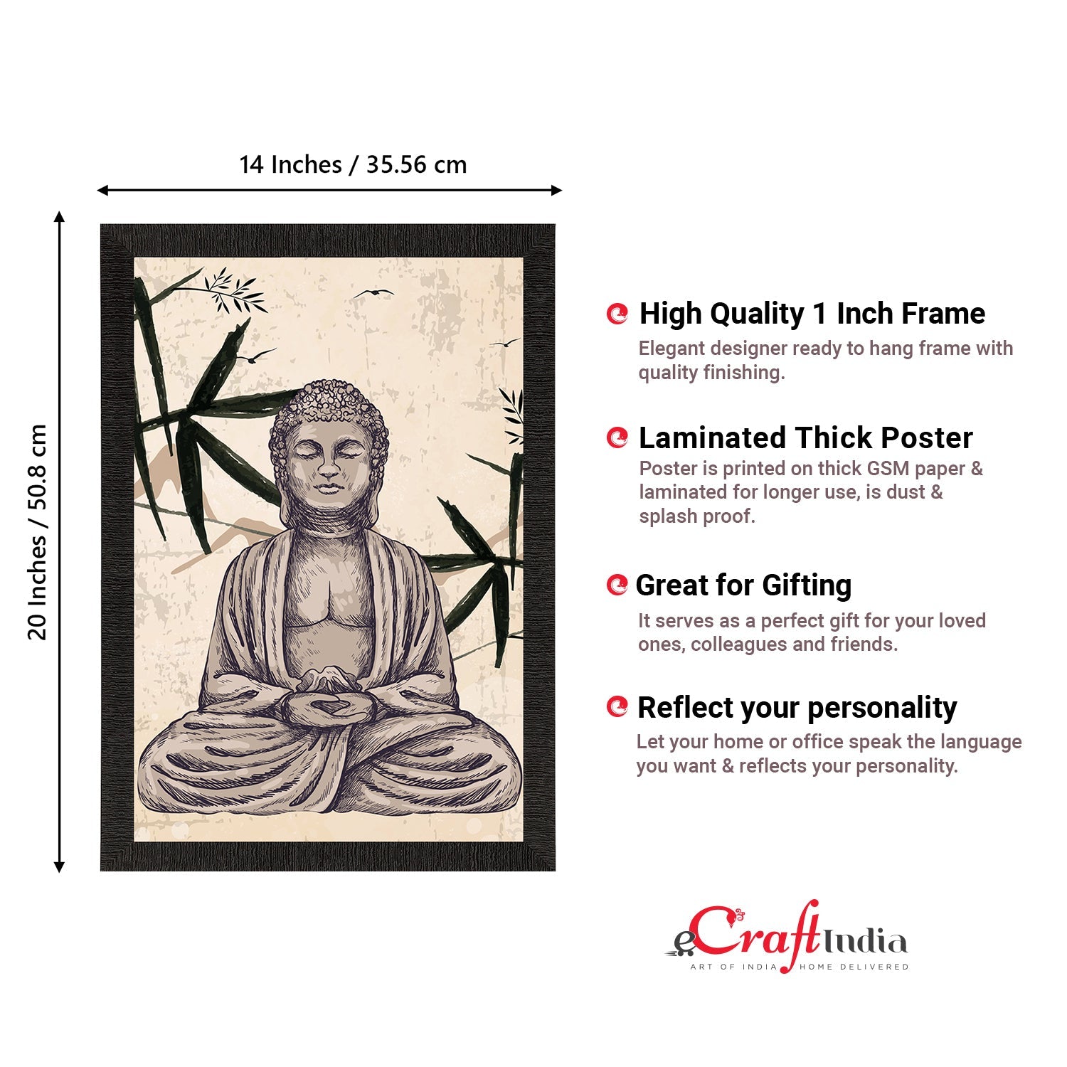 Meditating Lord Buddha Satin Matt Texture UV Art Painting Kafalo