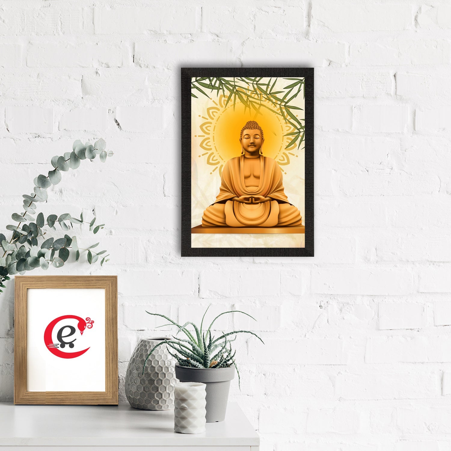 Meditating Lord Buddha Satin Matt Texture UV Art Painting Kafalo