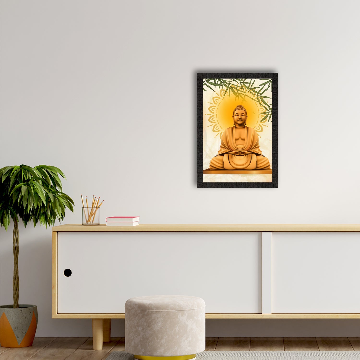 Meditating Lord Buddha Satin Matt Texture UV Art Painting Kafalo