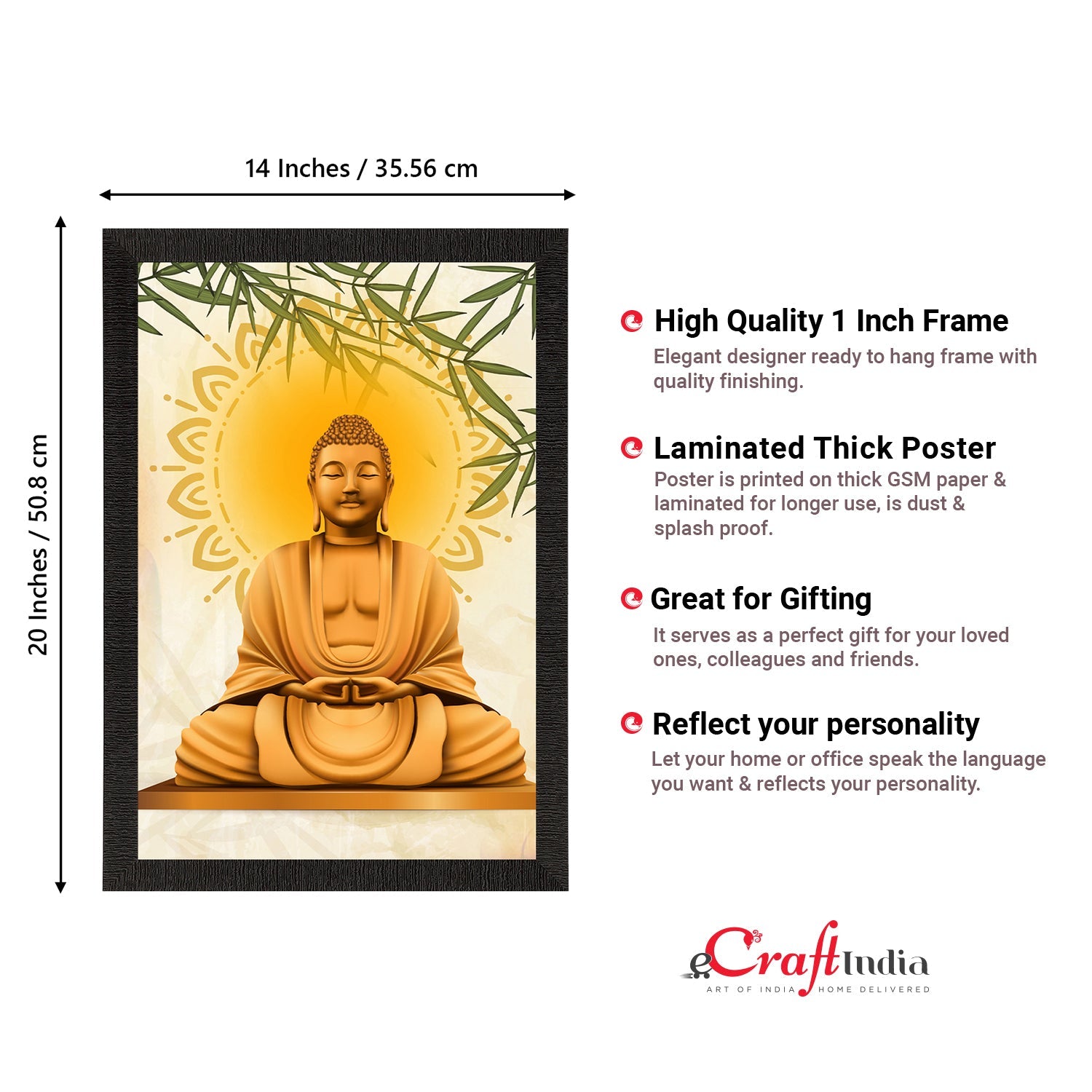 Meditating Lord Buddha Satin Matt Texture UV Art Painting Kafalo