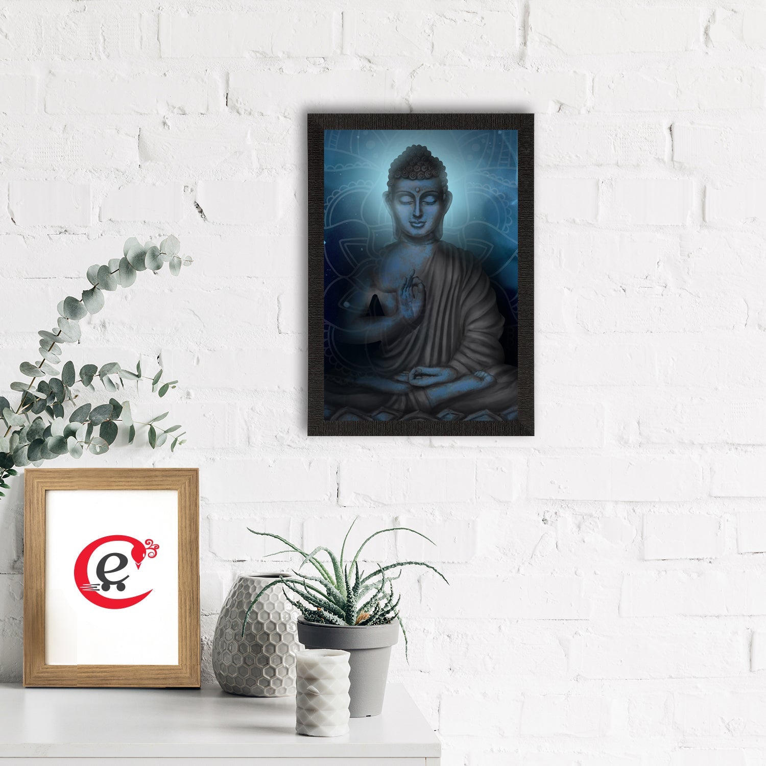Meditating Lord Buddha Satin Matt Texture UV Art Painting Kafalo