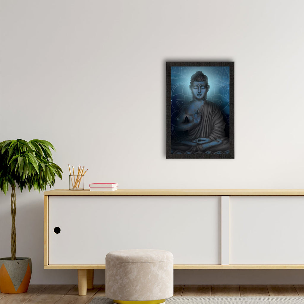 Meditating Lord Buddha Satin Matt Texture UV Art Painting Kafalo